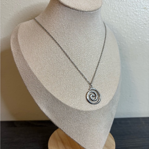 Handmade Silver Swirl Necklace | Waterproof & Tarnish Resistant - Picture 3 of 5